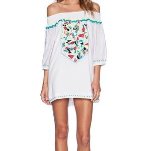 Vacation Embroidered Tunic Dress Off-the-shoulder